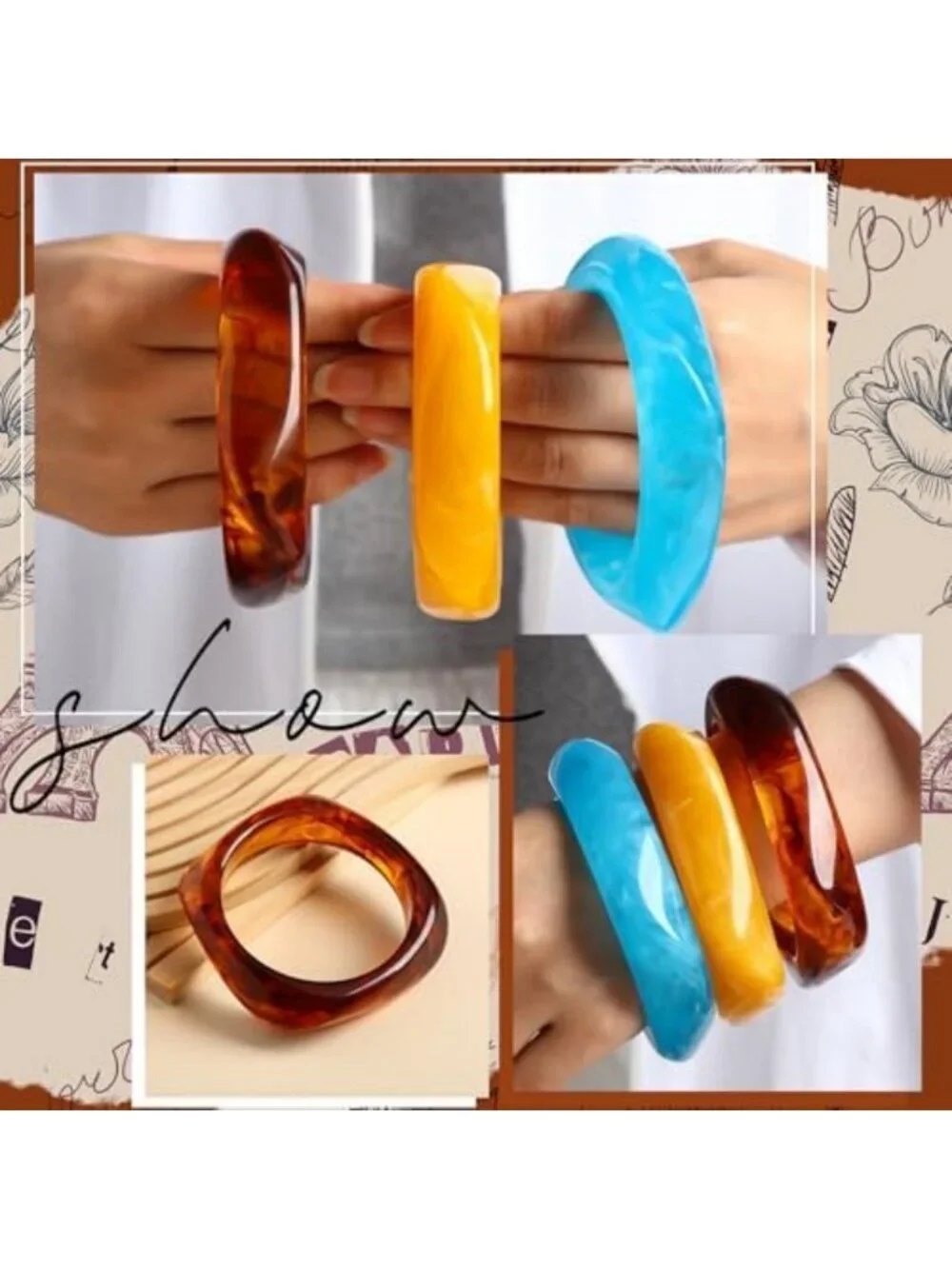 Colorful 16-Piece Resin Bangle Bracelet Set - Trendy Accessories for Every